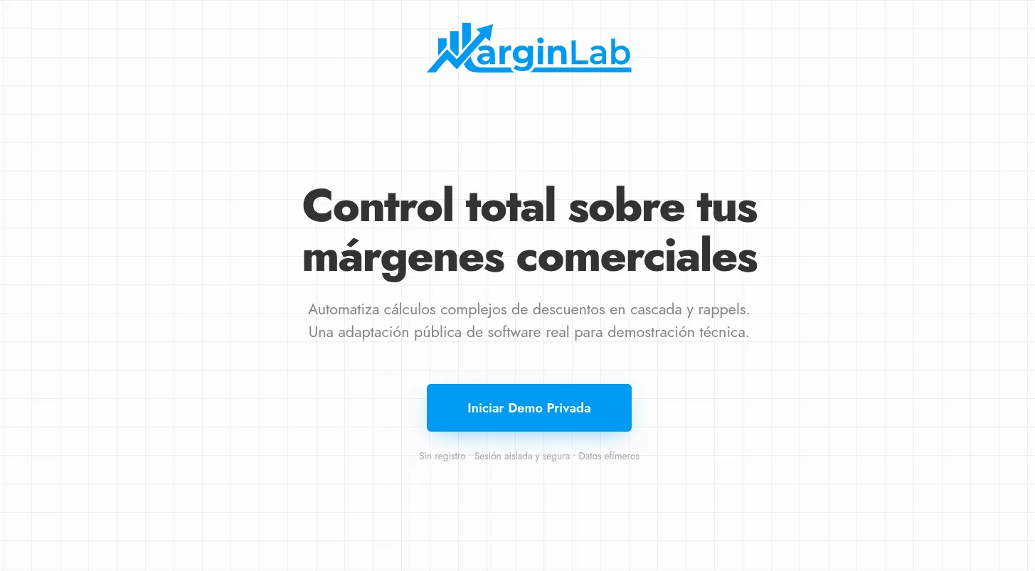 Langing page of MarginLab application